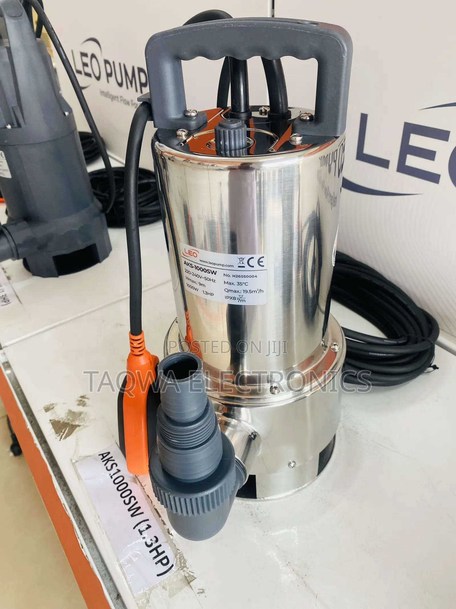 1000w,aks-1000s Leo Stainless 1.3hp Submersible Pump