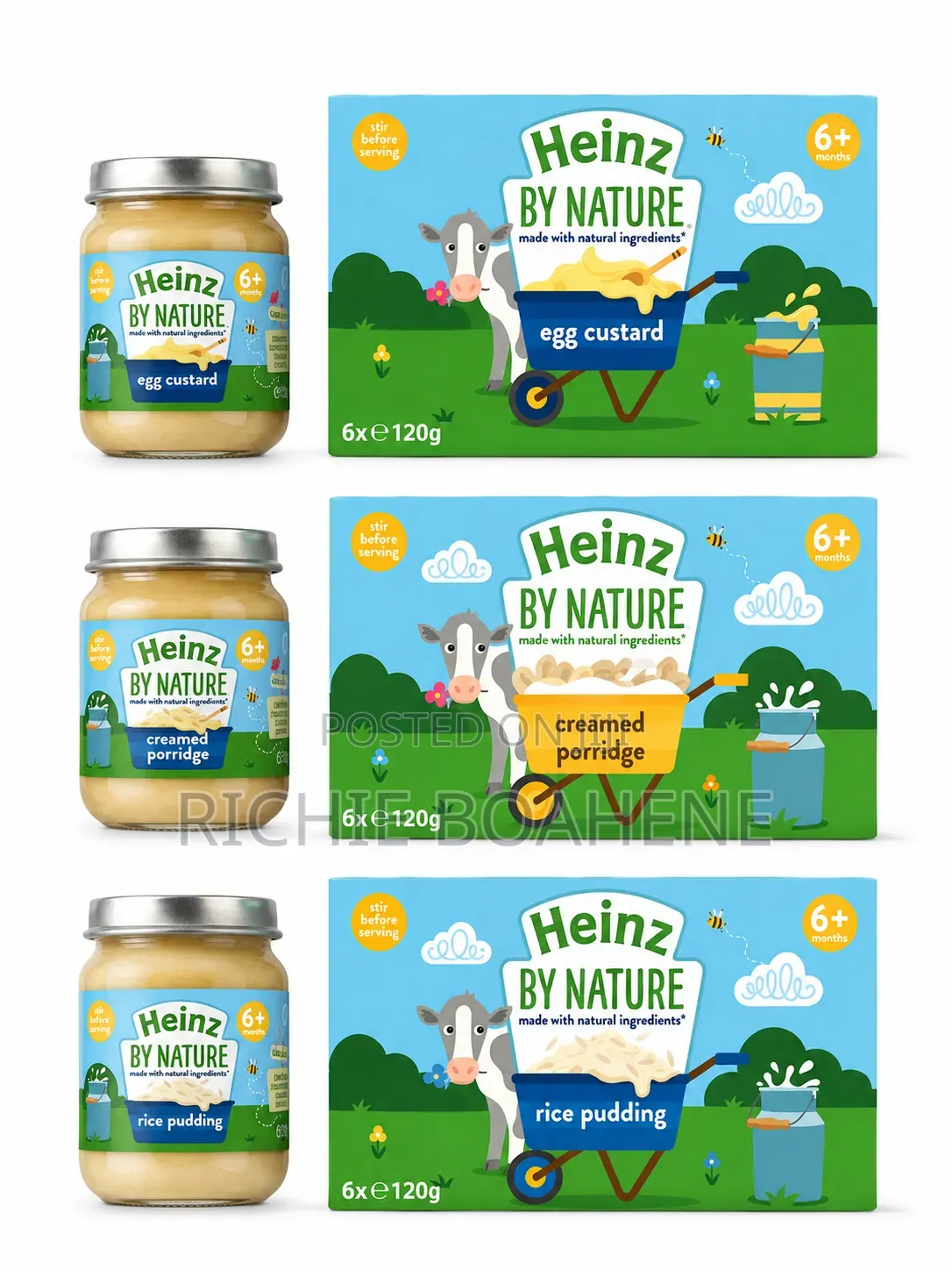 Heinz Baby Food. Rice, Egg Custard and Creamy Porridge