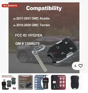 2 for 2017,2018,2019,2020,2021 GMC Acadia and GMC Terrain Smart Remote