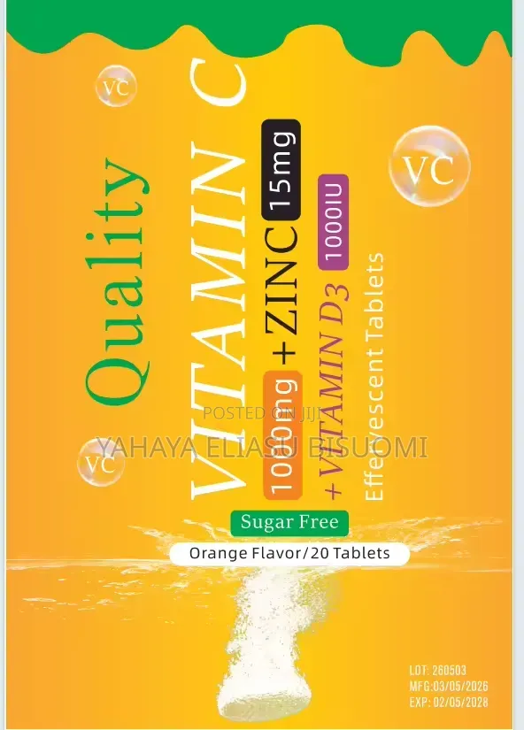 Vitamin C Effervescent 1000mg +Zinc15mg+D31000 Iu.