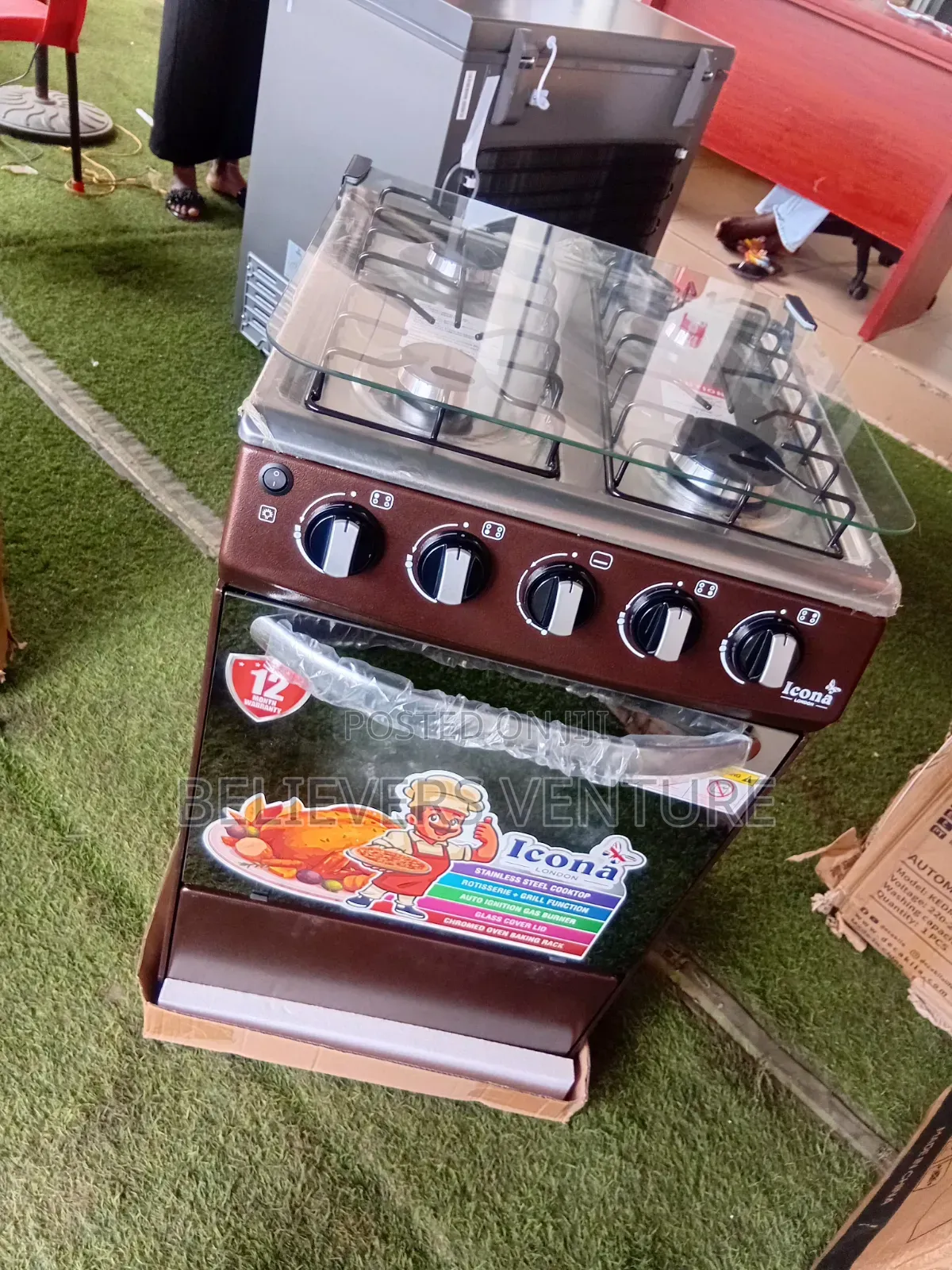 Icona 50×50 4 Burner Gas Cooker – Auto Ignition, Oven Grill