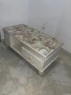 Elegant Luxury Marble-Top Center Table With Drawers