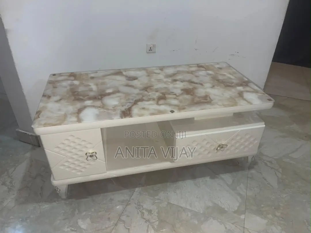 Elegant Luxury Marble-Top Center Table With Drawers