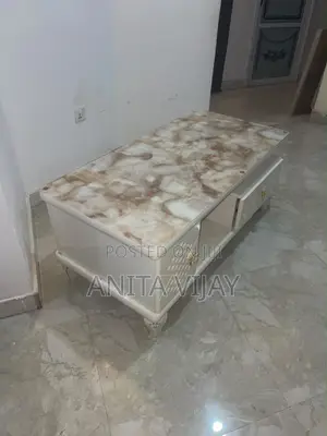 Elegant Luxury Marble-Top Center Table With Drawers