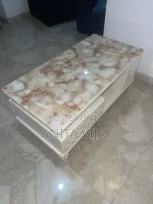Elegant Luxury Marble-Top Center Table With Drawers
