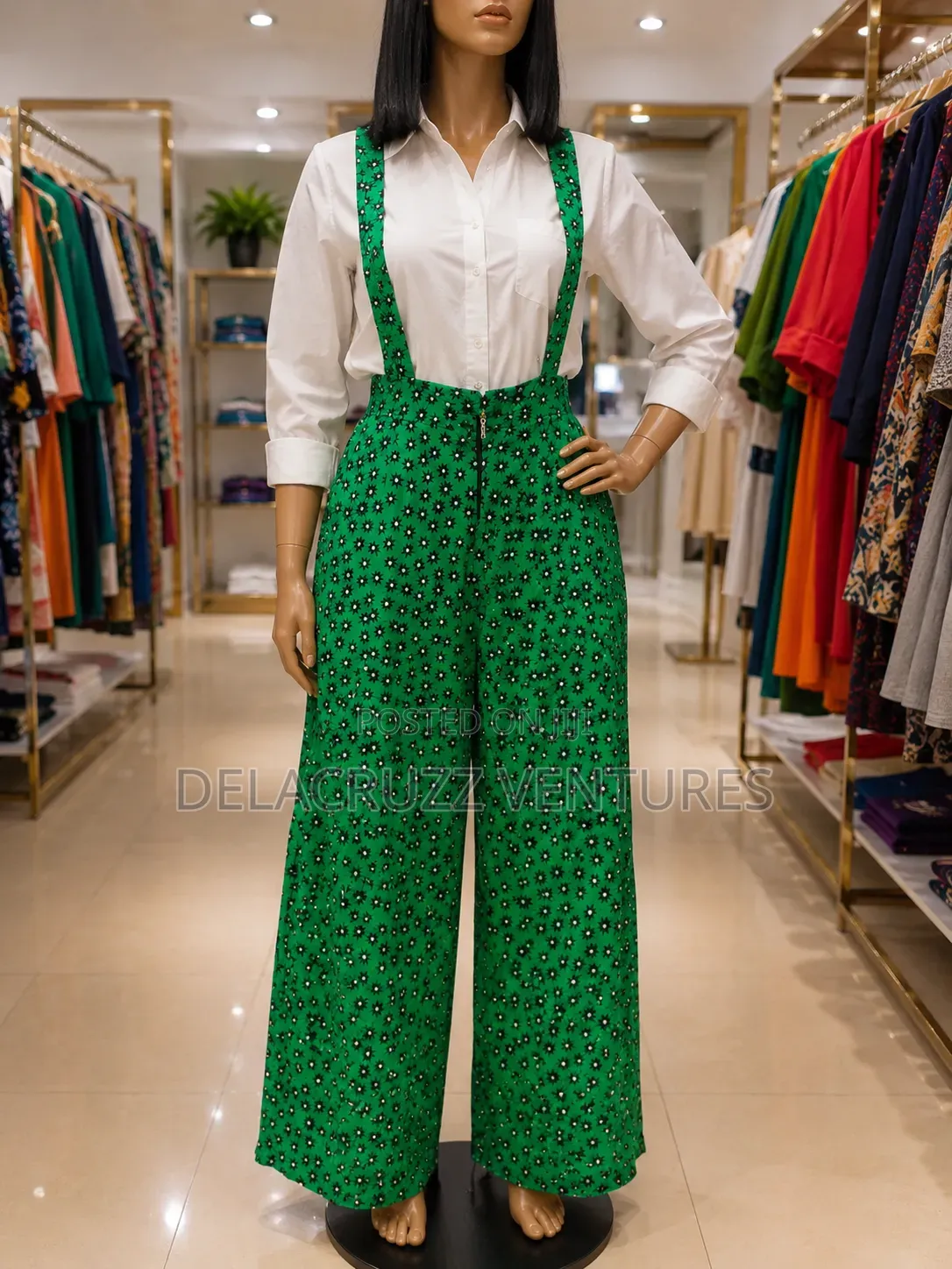 Ankara African Print Suspender Trousers