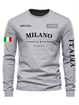 European American 3D Printing Long Sleeve T-Shirt Round Neck for Men