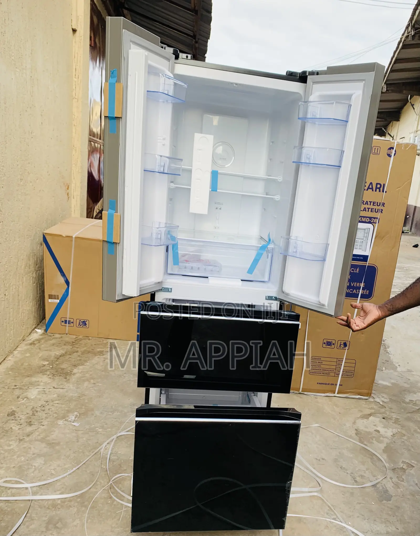 Classic Pearl Pf-441mdg 2 Door Fridge(2 Drawer)Glass 