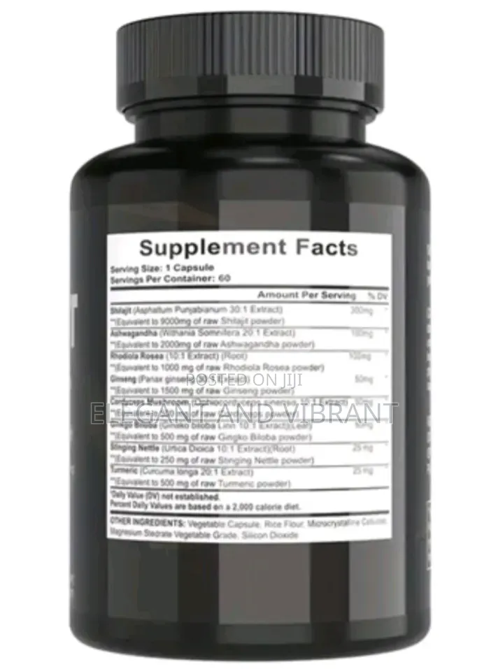 Shilajit 21,000mg 60Caps Asphaltum Naturally Fulvic Acid/Rhodiola