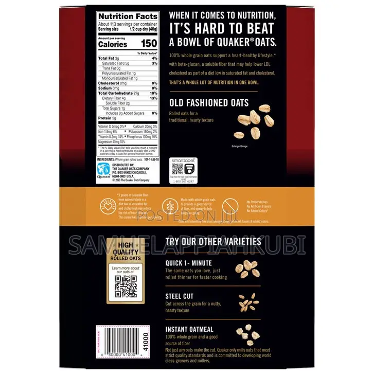 Quaker Oats Old Fashioned Rolled Oats, 10 LBS