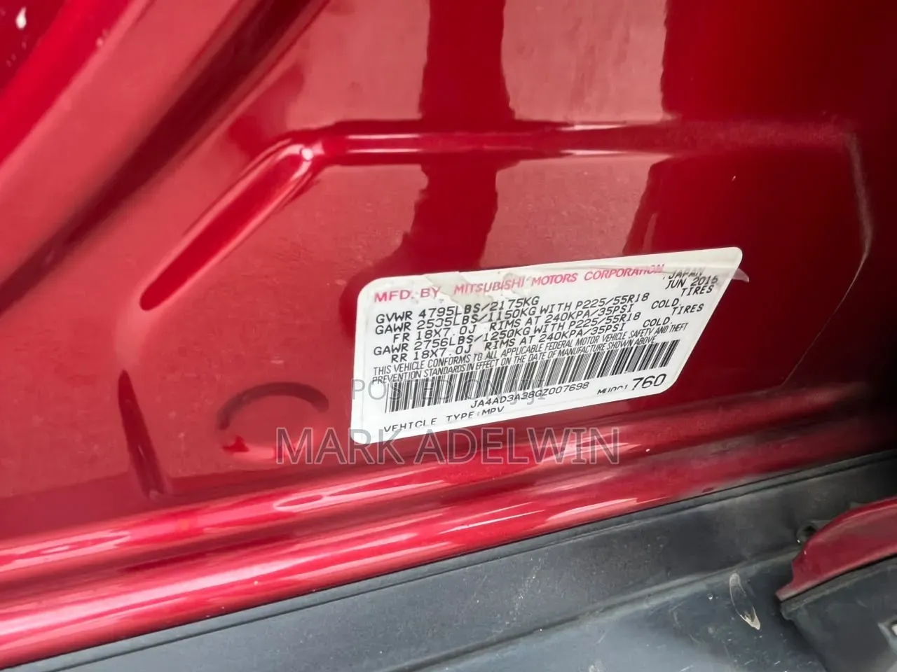 Mitsubishi Outlander 2016 Red
