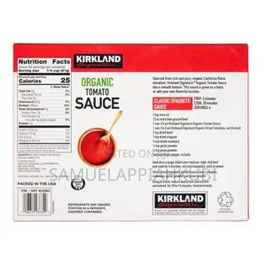 Kirkland Signature, Organic Tomato Sauce, 15 Oz, 12-Count