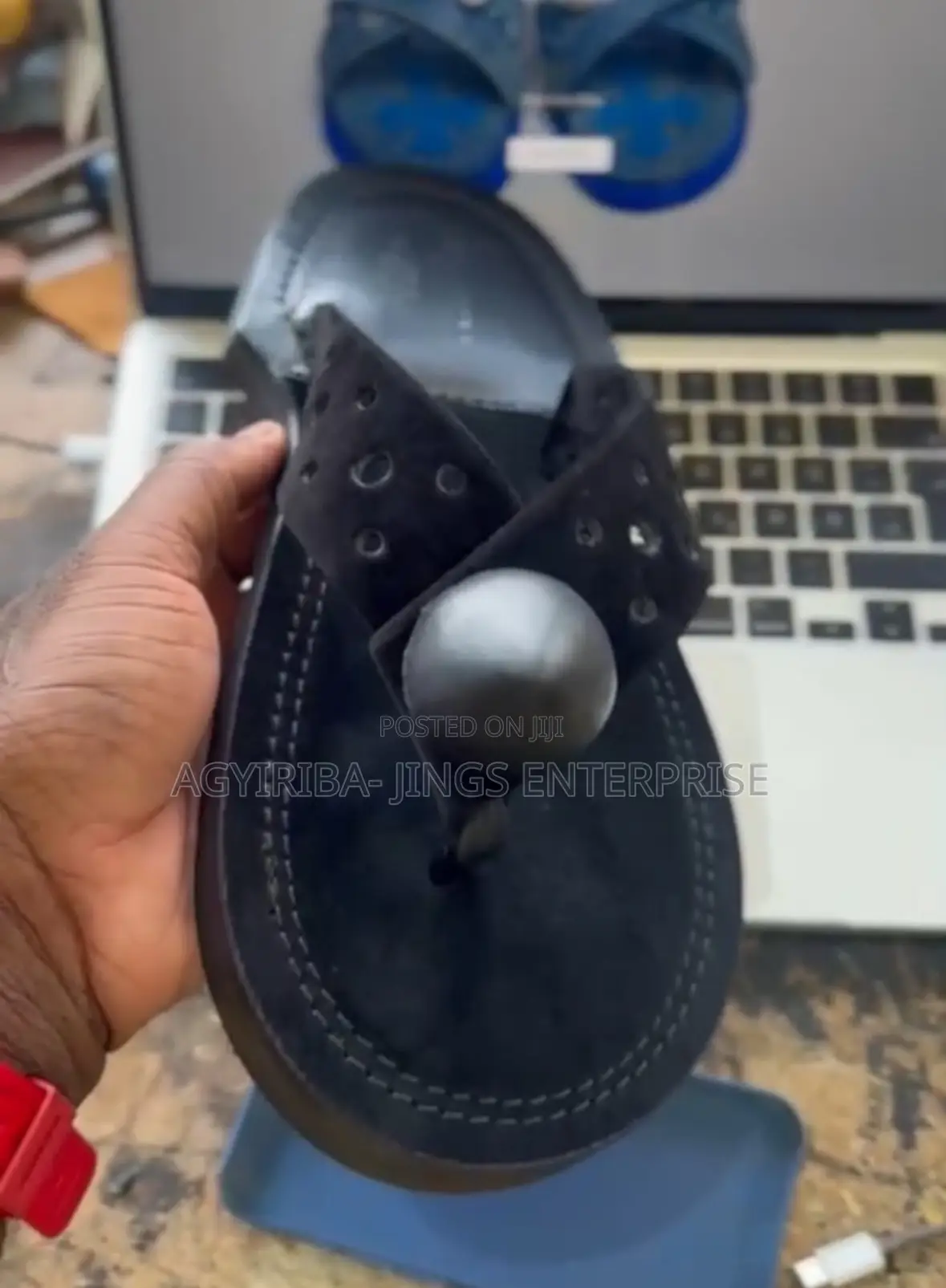 Black Ahenema Slippers