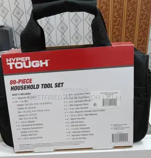 Hyper Tough 89-Piece Black Household Tool Set With 12-Pocket Tool Bag