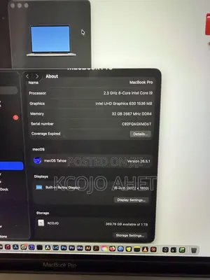 Laptop Apple MacBook Pro 2019 32GB Intel Core i9 SSD 1T