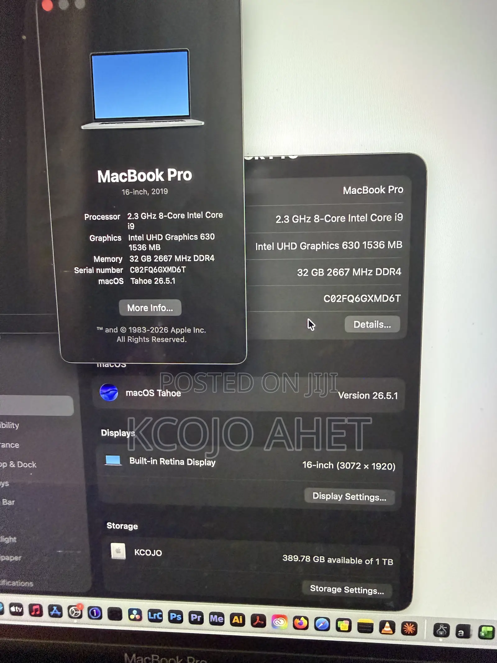 Laptop Apple MacBook Pro 2019 32GB Intel Core i9 SSD 1T
