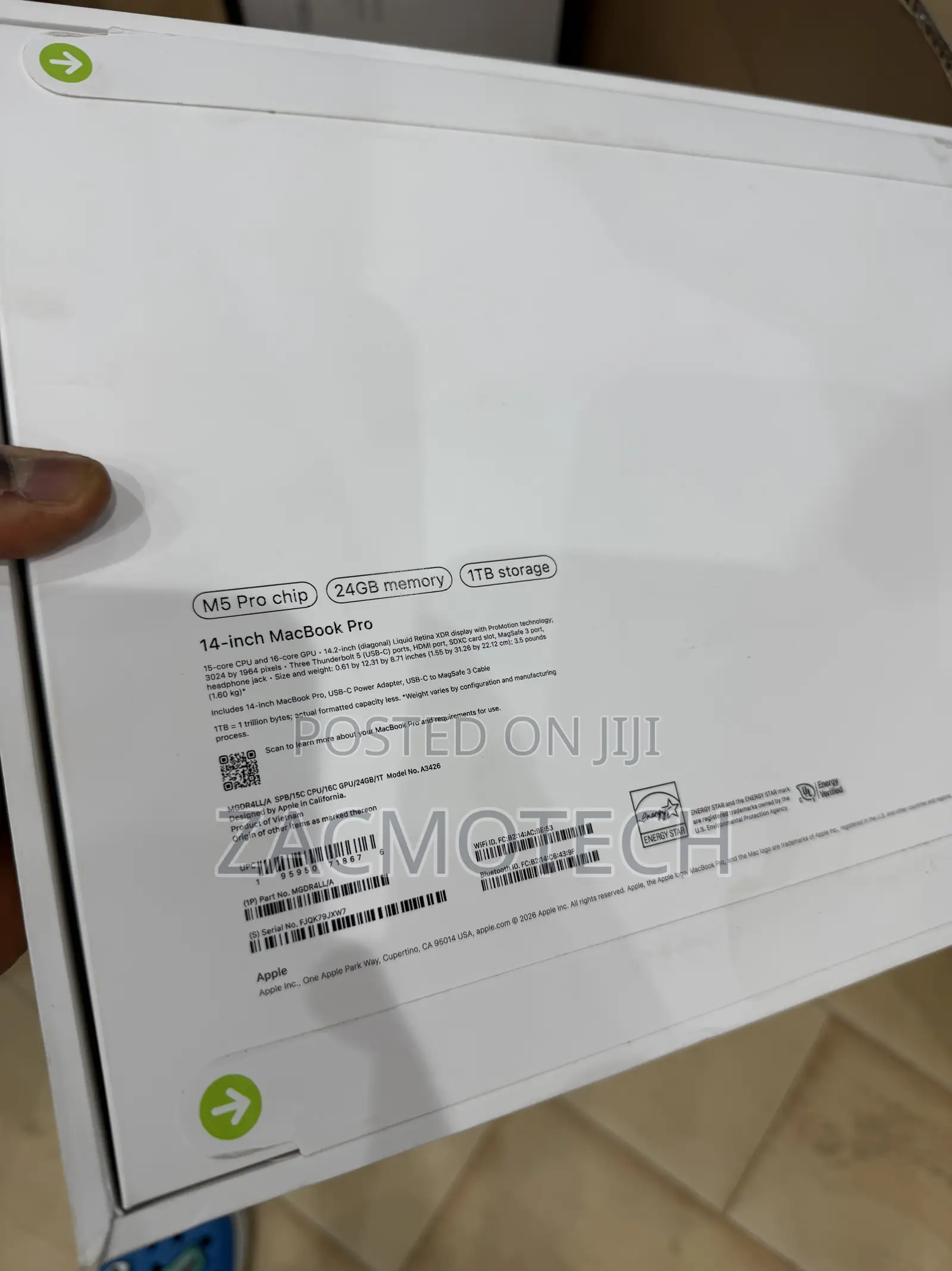 New Laptop Apple MacBook Pro 24GB Apple M5 Pro SSD 1T