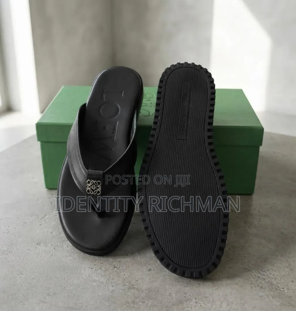Black Leather Slippers Available