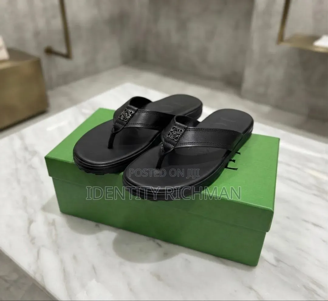 Black Leather Slippers Available