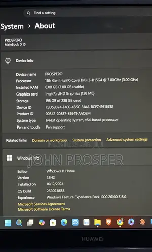 Laptop Huawei Matebook D 15 8GB Intel Core i3 SSD 256GB