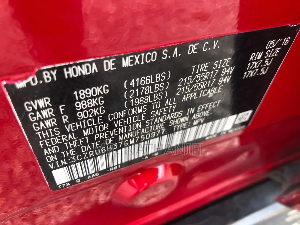 Honda HR-V 4dr SUV (1.5L 4cyl CVT) 2016 Red