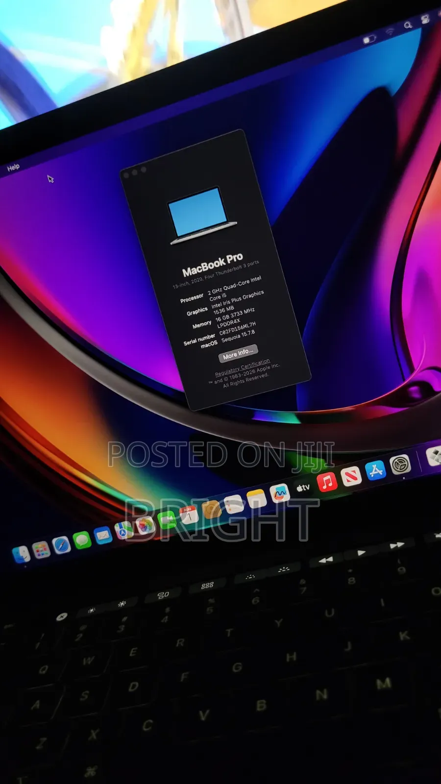 Laptop Apple MacBook Pro 2020 16GB Intel Core i5 SSD 512GB