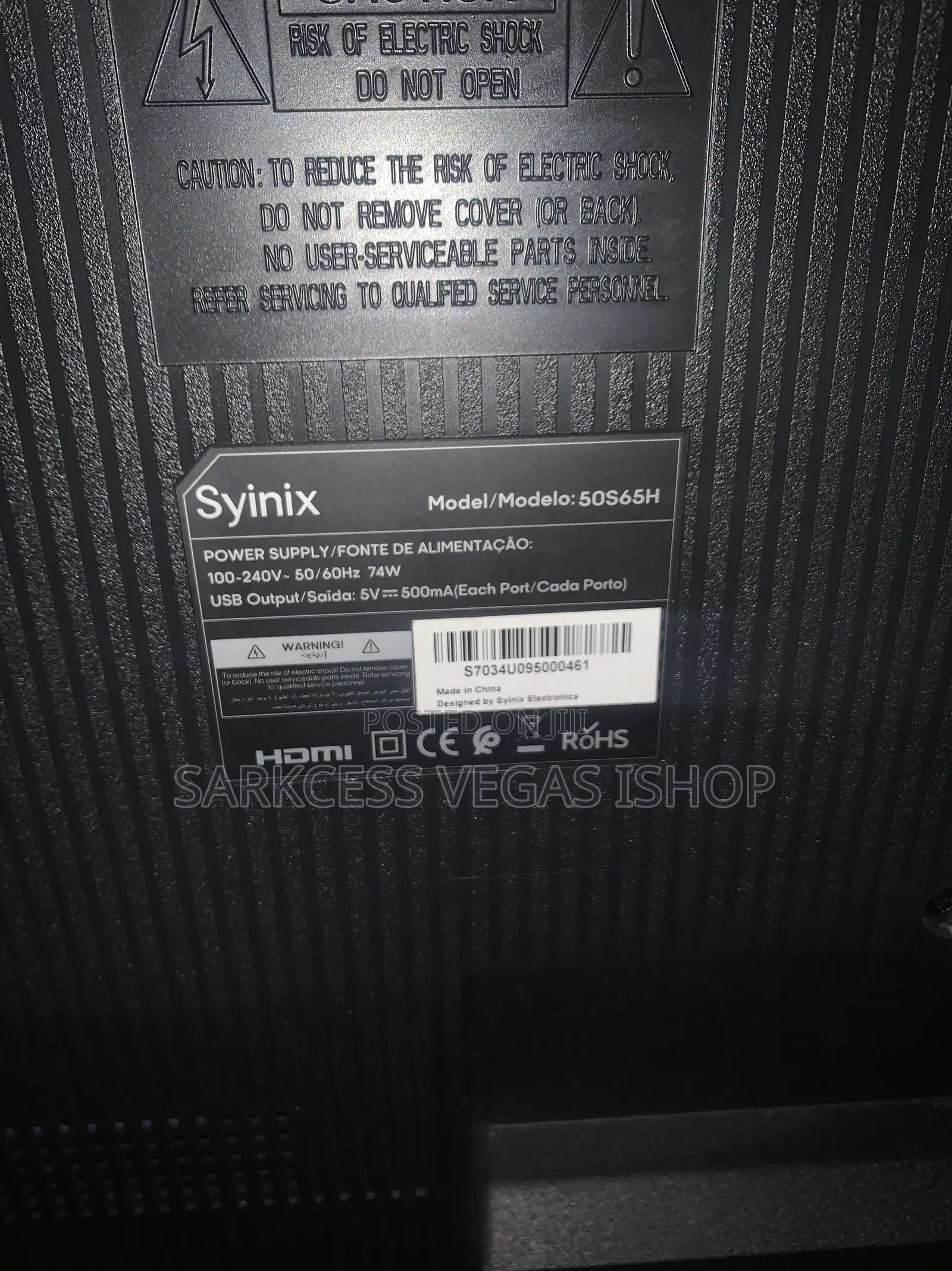 One Month Used Synix 50inces TV