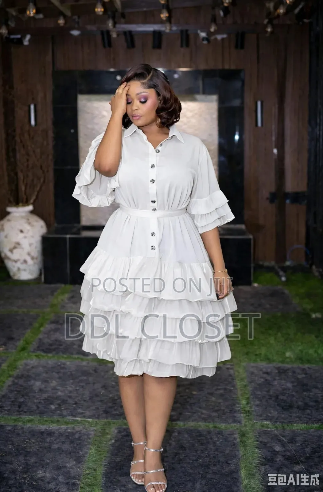 White Shirt Dress With Ruffles