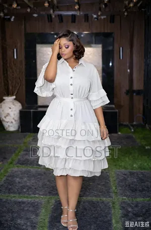 White Shirt Dress With Ruffles