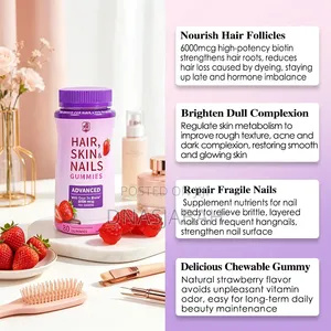 Hair, Skin Nails Dietary Supplement - Strawberry - 80Gummies