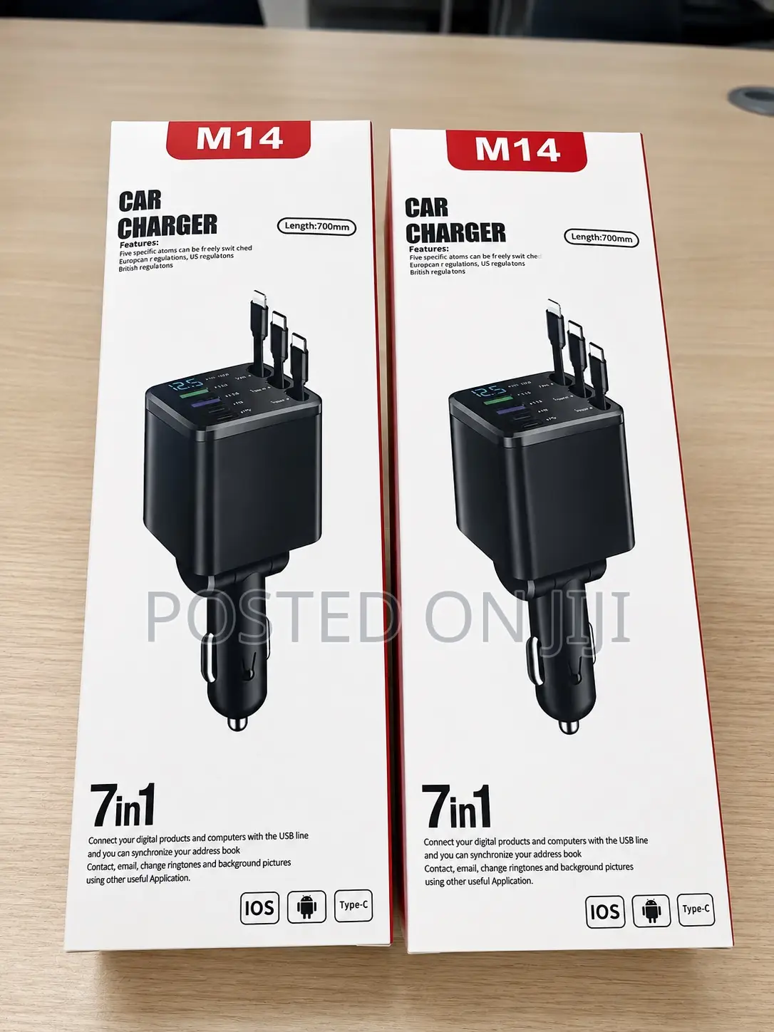 Car Charger 7 in 1 With Retractable Cables