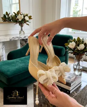 Gold Bow Premium High Grade Zara Slingback Heels