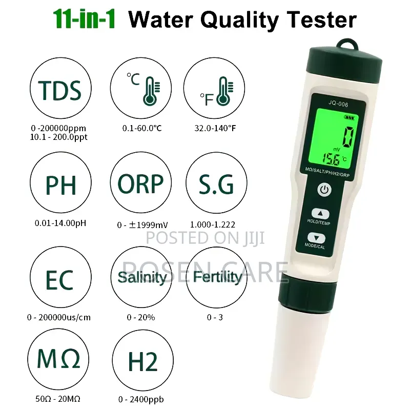 11-in-1 pH Meter, EC, TDS, H2, S.G, Fertility, ORP, Temp Water Tester