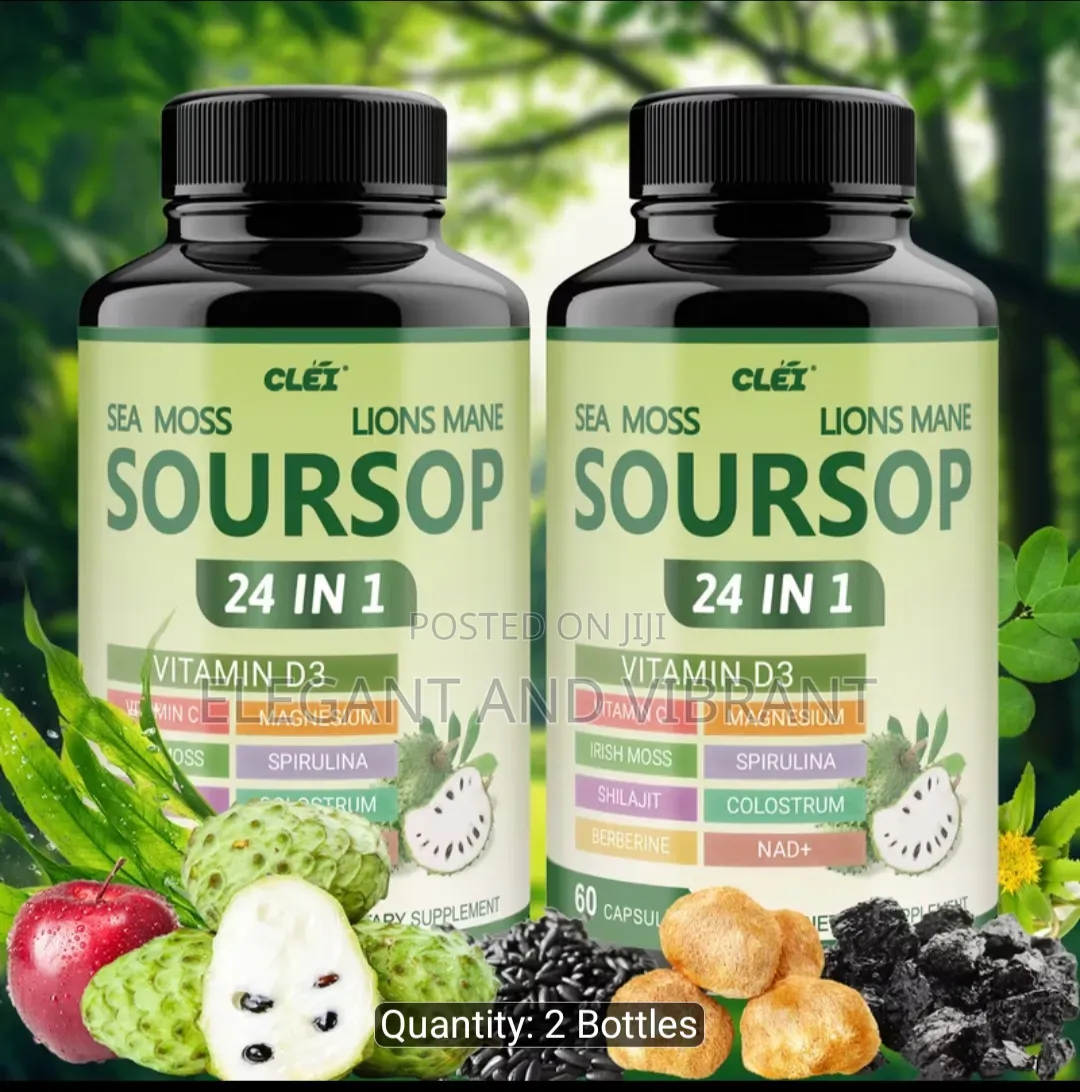 Soursoup Capsules, 24 in 1 With Vitamin C,D3,Moringa,Black Seed Etc,