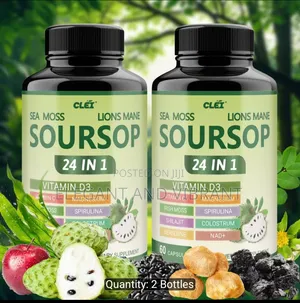 Soursoup Capsules, 24 in 1 With Vitamin C,D3,Moringa,Black Seed Etc,