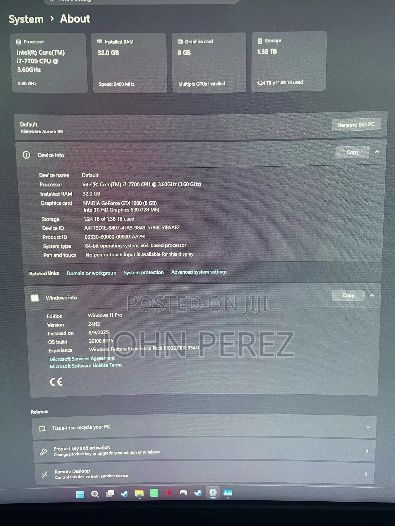 Desktop Computer 32GB Intel Core i7 HDD+SSD 1.5T