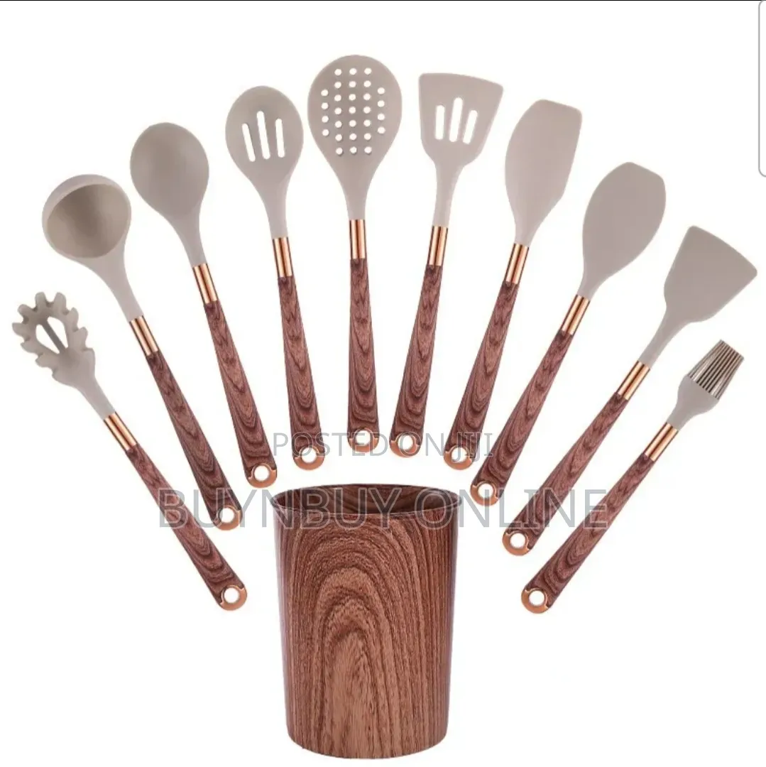 11 Piece Silicone Cooking Utensil Set Including Holder