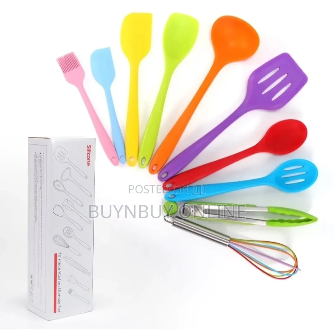 10 Piece Colorful High Heat Silicone Cooking Utensil Set