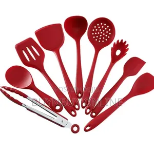9 Piece Red Cooking Utensil Set