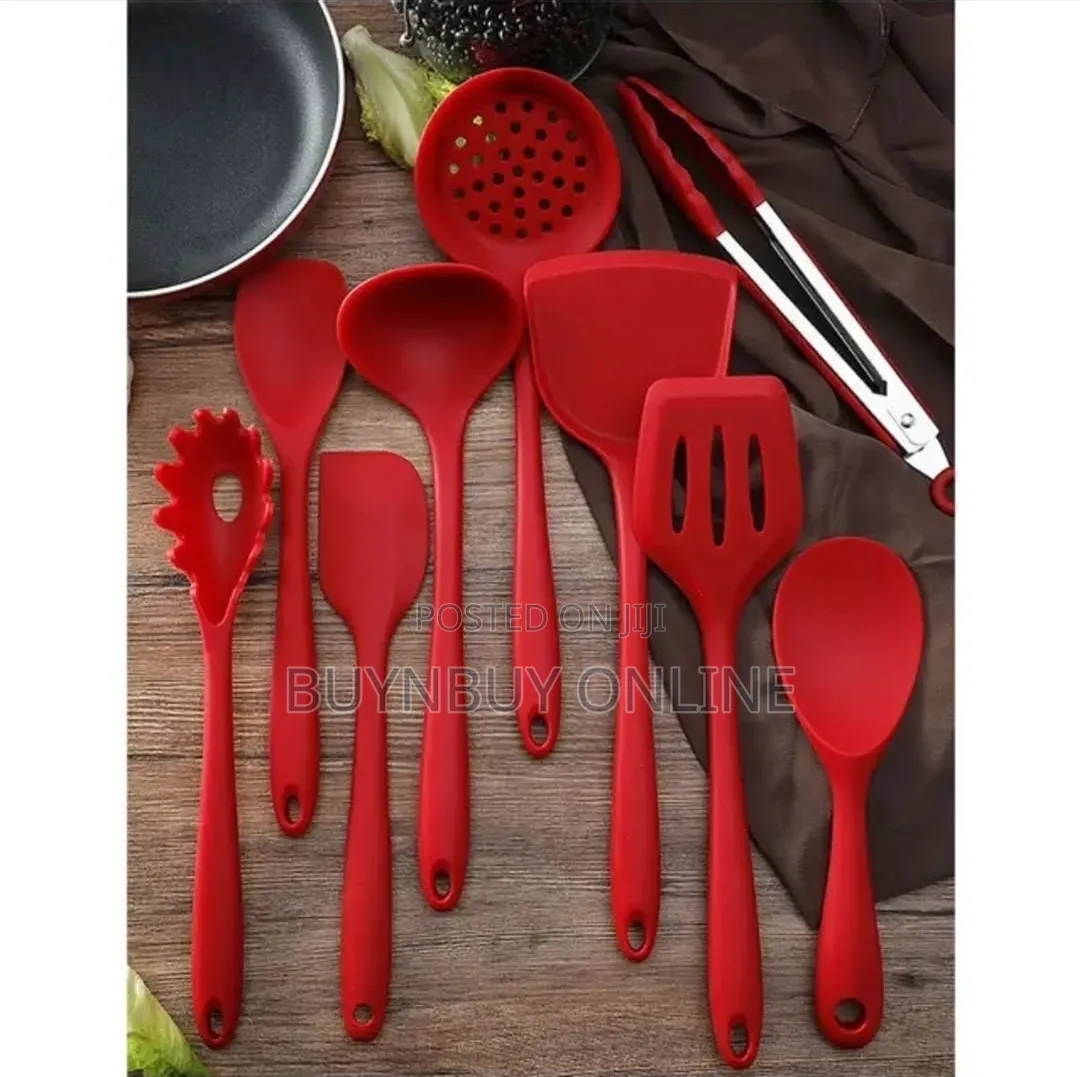9 Piece Red Cooking Utensil Set