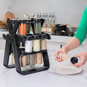 18-Jar Rotating Spice Rack – Sleek Convenient Kitchen Organizer