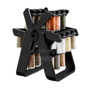 18-Jar Rotating Spice Rack – Sleek Convenient Kitchen Organizer