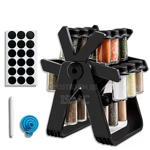 18-Jar Rotating Spice Rack – Sleek Convenient Kitchen Organizer