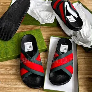 Gucci Rubber Web Crisscross Slide Sandals