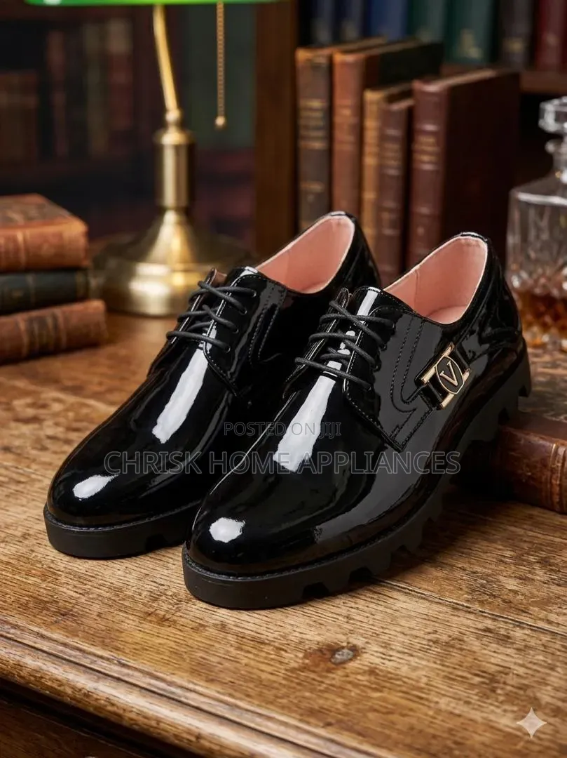 Men's Black Brown Glossy Lace-Up Dress Shoes – Premium Fashion Shoe