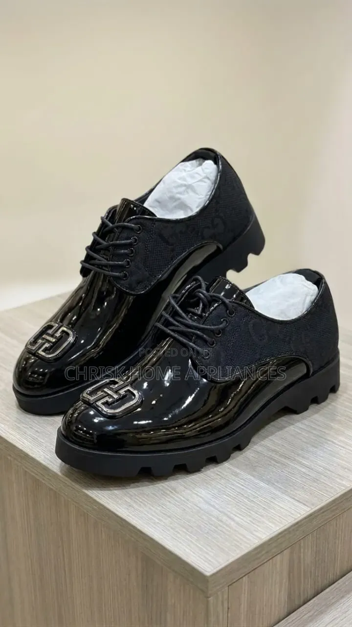 Men's Black Brown Glossy Lace-Up Dress Shoes – Premium Fashion Shoe
