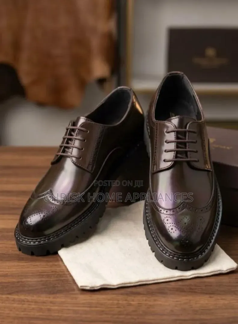 Men's Black Brown Glossy Lace-Up Dress Shoes – Premium Fashion Shoe