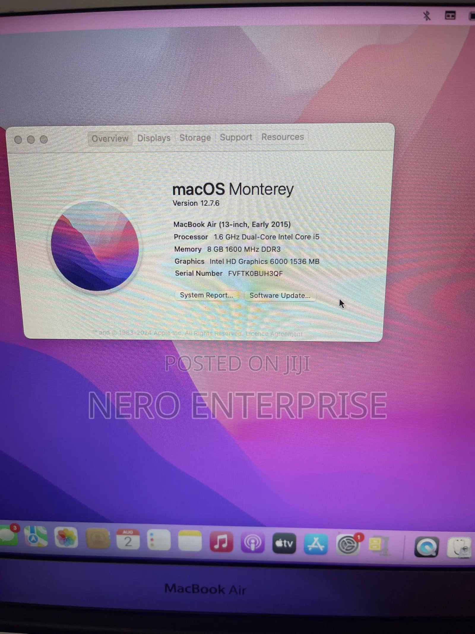 Laptop Apple MacBook Air 8GB Intel Core i5 SSD 128GB
