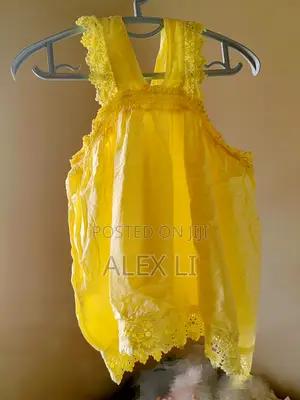 Yellow Lace Cotton Kids Sleeveless Dress for Girls(3–4 Years Old)