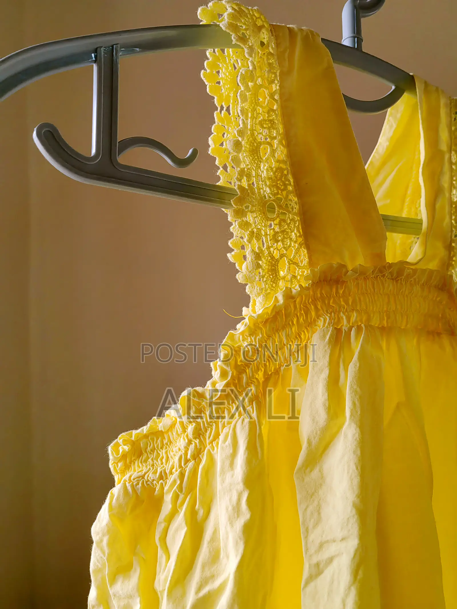 Yellow Lace Cotton Kids Sleeveless Dress for Girls(3–4 Years Old)